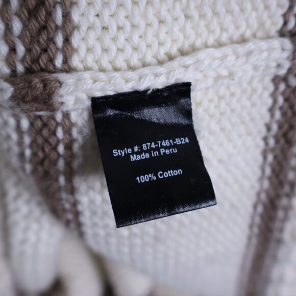 JENNI KAYNE Chloe Oversized Cardigan Ivory Taupe Stripe Long Sleeve Women's M - Picture 11 of 12